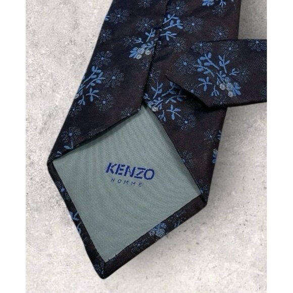 KENZO Silk Acetate Tie ITALY XL Burgundy Blue Floral W:3.6" EUC - Picture 4 of 5